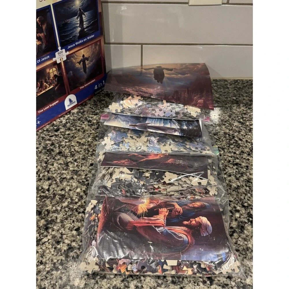 Christian Puzzles for Adults 500 Pieces - 4-in-1 Bible 